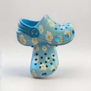 Crocs Classic Daisy Clogs Toddler C2 C3 Blue Tinted Glass Floral Slip On